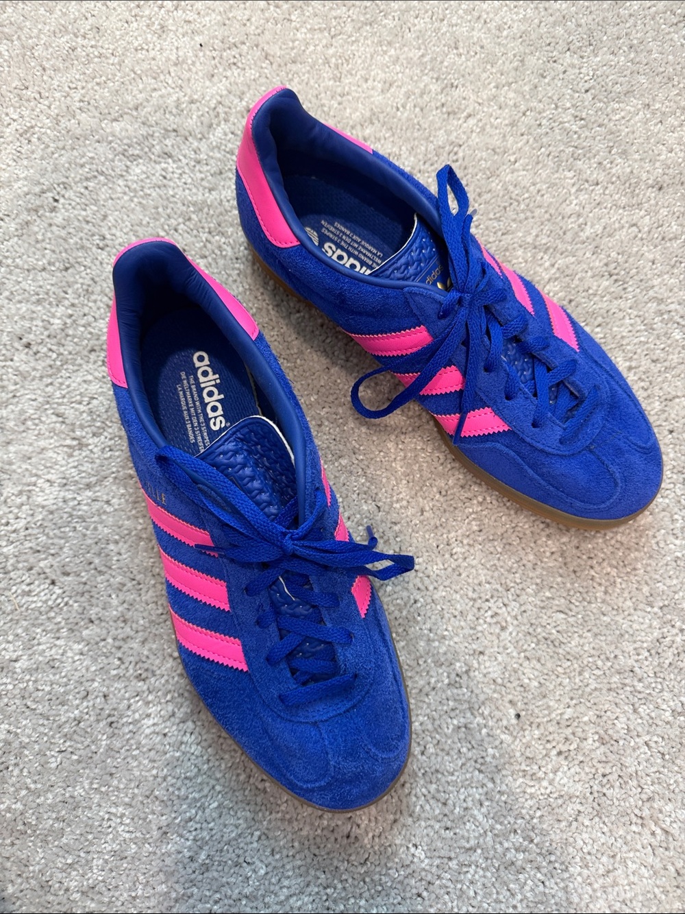 adidas Gazelle Bright Purple/Blue Suede Sneakers with Pink Accents - Picture 2 of 4